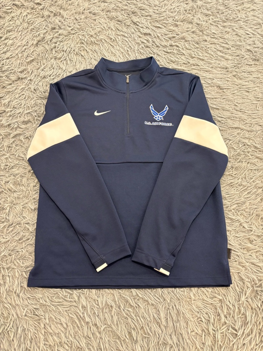 Nike Men’s Medium Air Force USA Blue 1/4 Zip Pullover Golf Jacket Mock Neck
